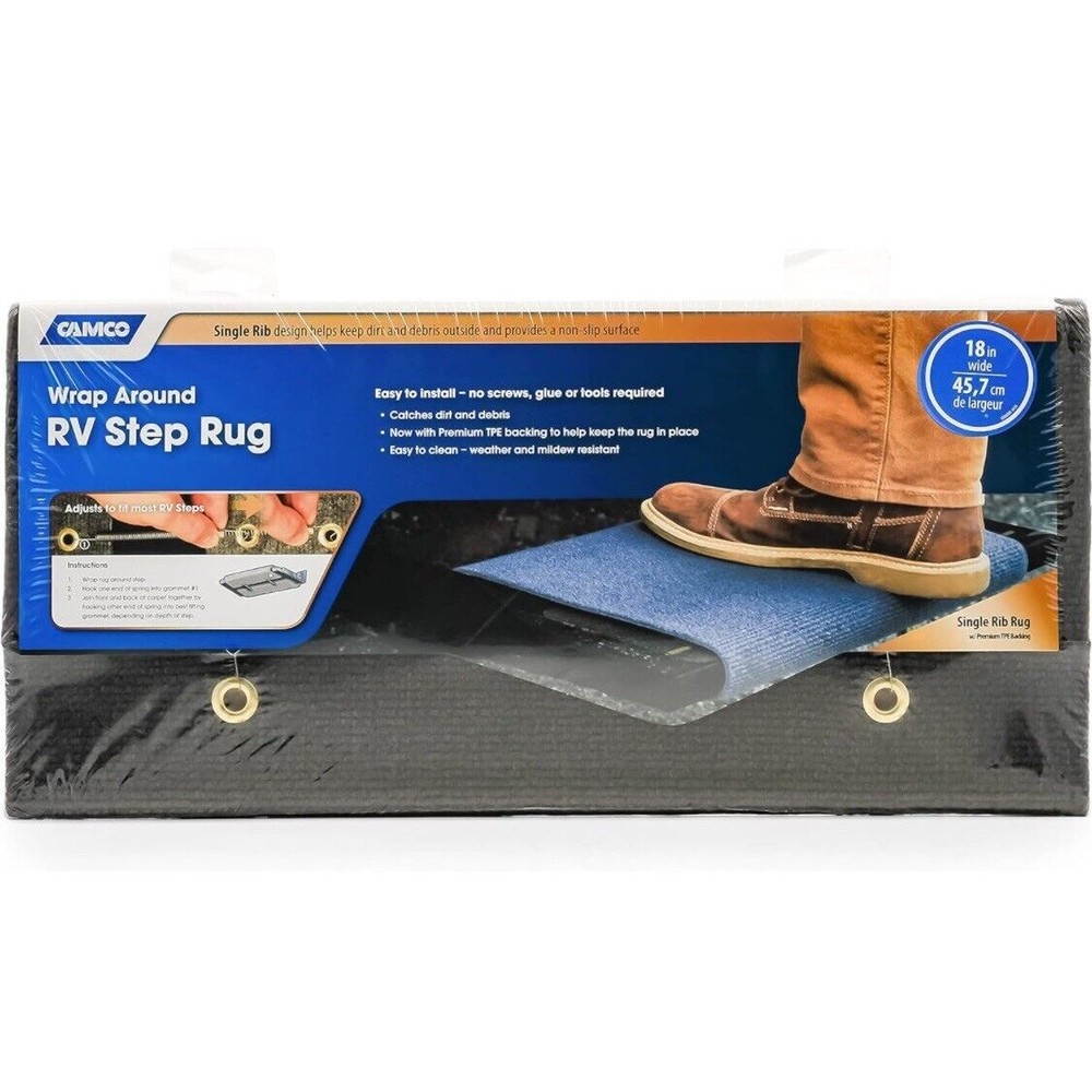 Camco A Gray 18 Inch Rv Step Rug-Grey New in Plastic Wrap Around 42907